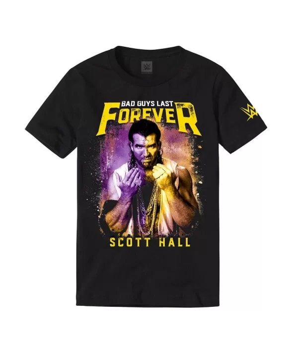 Men's Black Scott Hall Bad Guys Last Forever T-Shirt $7.44 T-Shirts