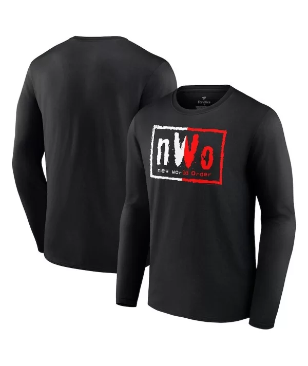 Men's Fanatics Branded Black nWo Split Logo Long Sleeve T-Shirt $10.64 T-Shirts