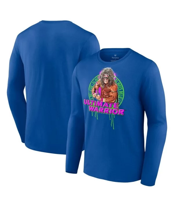 Men's Fanatics Branded Royal The Ultimate Warrior Always Believe Flex Long Sleeve T-Shirt $8.96 T-Shirts