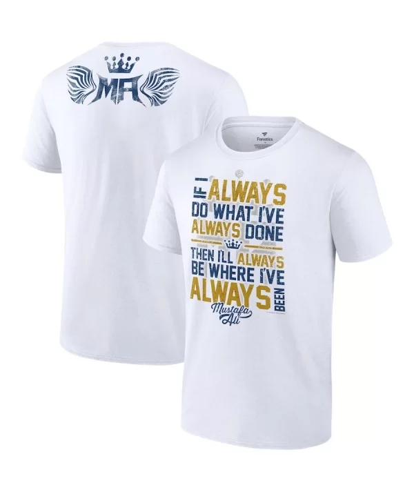 Men's Fanatics Branded White Mustafa Ali Always T-Shirt $10.56 T-Shirts
