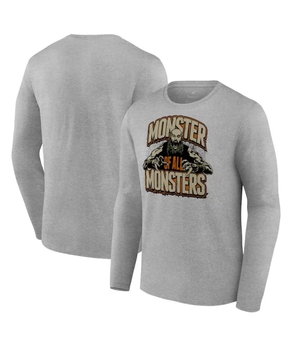 Men's Fanatics Branded Gray Braun Strowman Monster Of All Monsters Long Sleeve T-Shirt $12.04 T-Shirts