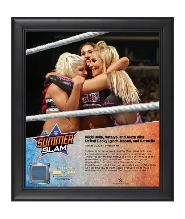 Nikki Bella Alexa Bliss & Natalya Framed 15" x 17" 2016 SummerSlam Collage with a Piece of Match-Used Canvas - Limited Editio...