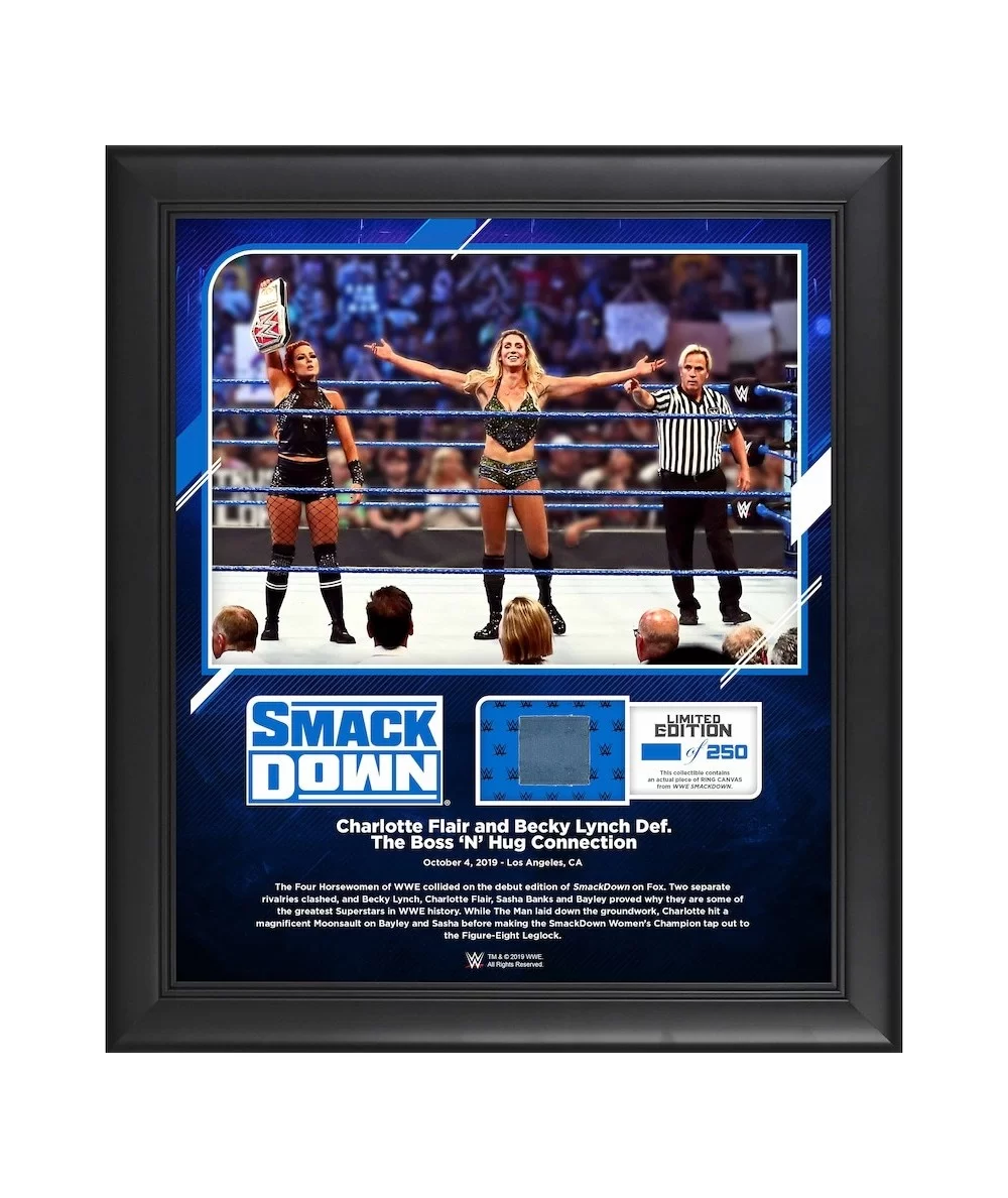 Charlotte Flair & Becky Lynch Framed 15" x 17" October 4 2019 Smackdown Collage with a Piece of Match-Used Canvas - Limited E...
