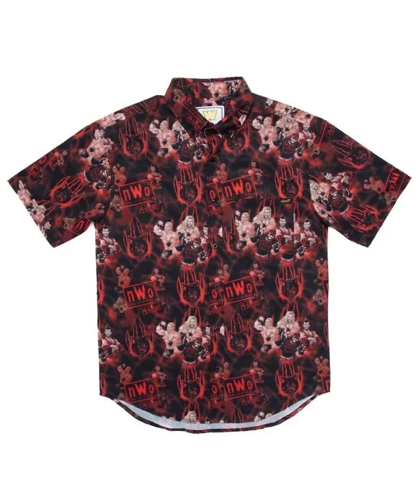 Men's Black/Red nWo Wolfpac Button-Down Shirt $19.60 Apparel