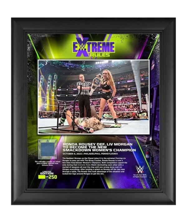Ronda Rousey Framed 15" x 17" 2022 Extreme Rules Collage with a Piece of Match-Used Canvas - Limited Edition of 250 $26.32 Co...