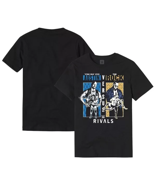 Men's Black "Stone Cold" Steve Austin vs. The Rock Rivals T-Shirt $8.88 T-Shirts