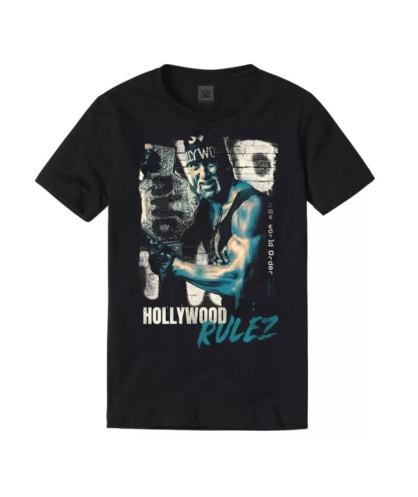 Men's Black Hulk Hogan Retro Hollywood Rulez T-Shirt $8.40 T-Shirts