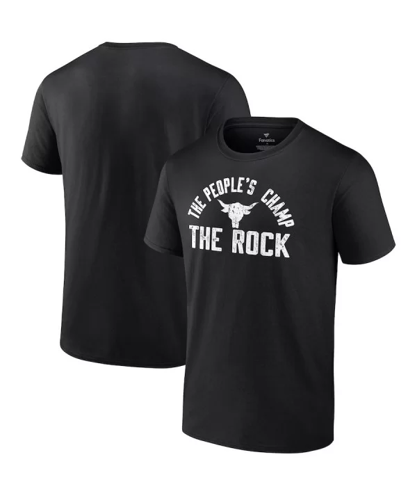 Men's Fanatics Branded Black The Rock The People's Champ T-Shirt $9.84 T-Shirts