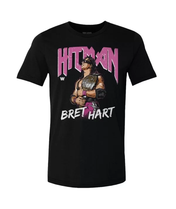 Men's Black Bret Hart Hitman Pop T-Shirt $12.00 T-Shirts