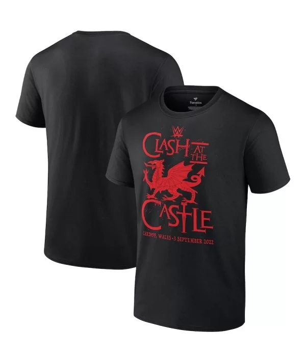 Men's Black WWE Clash at the Castle 2022 Dragon T-Shirt $7.44 T-Shirts