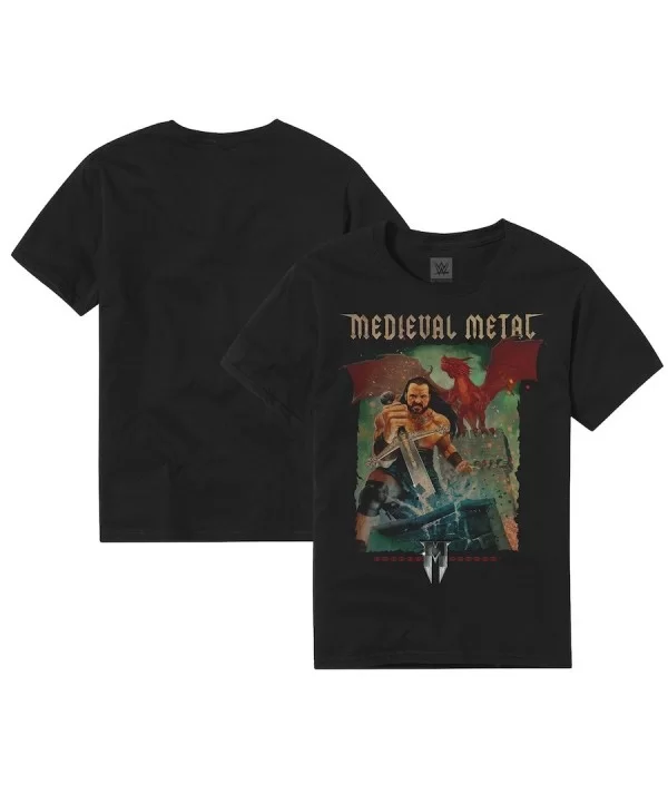Youth Black Drew McIntyre Medieval Metal T-Shirt $6.00 T-Shirts