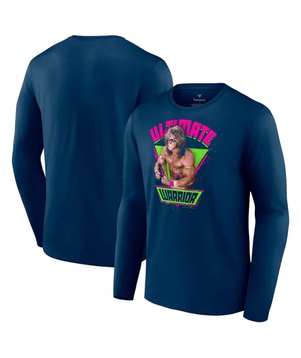 Men's Fanatics Branded Navy The Ultimate Warrior Legends Graphic Long Sleeve T-Shirt $13.16 T-Shirts